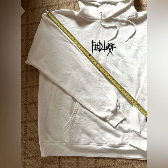 Feed Love, LLC white hooded sweatshirt with back heart design XL - Picture 4 of 8